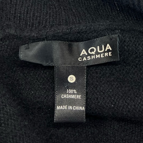 AQUA Cashmere Black Cowl Neck Oversized Short Sleeve Boxy Poncho Sweater S - Picture 5 of 5